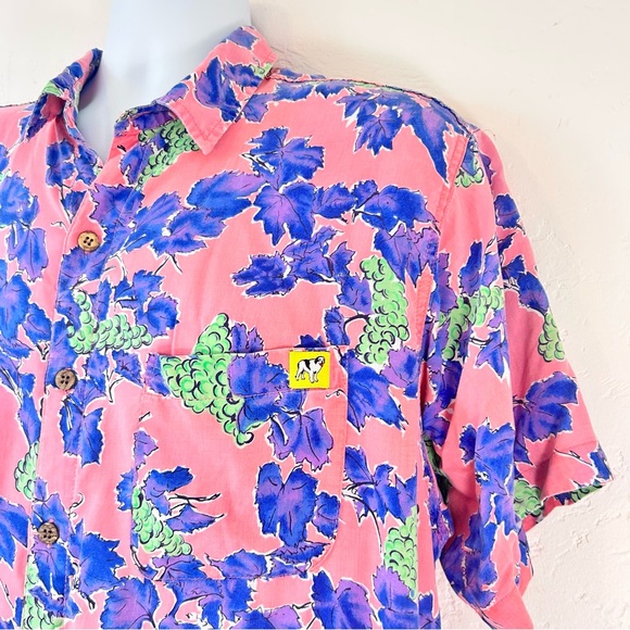 Big Dogs California Native Vtg 90s Grape Vine Vineyard Hawaiian Shirt Men Size L - Picture 2 of 10